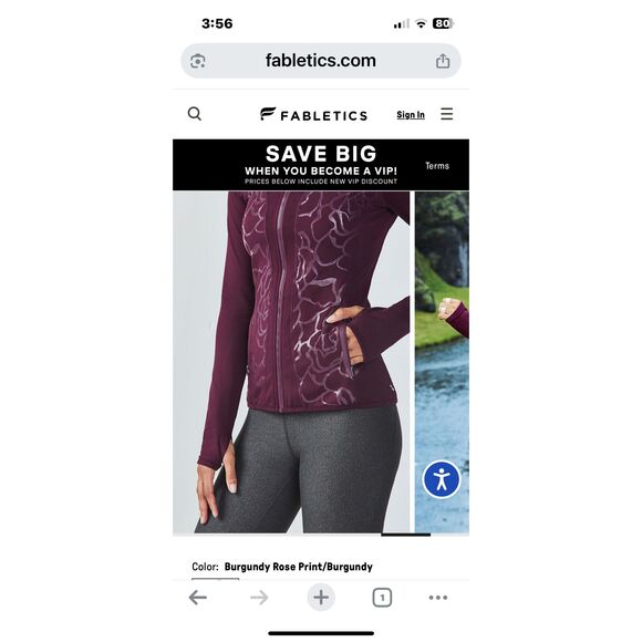 Fabletics JoJo Floral Burgundy Athletic Jacket L - Picture 5 of 7